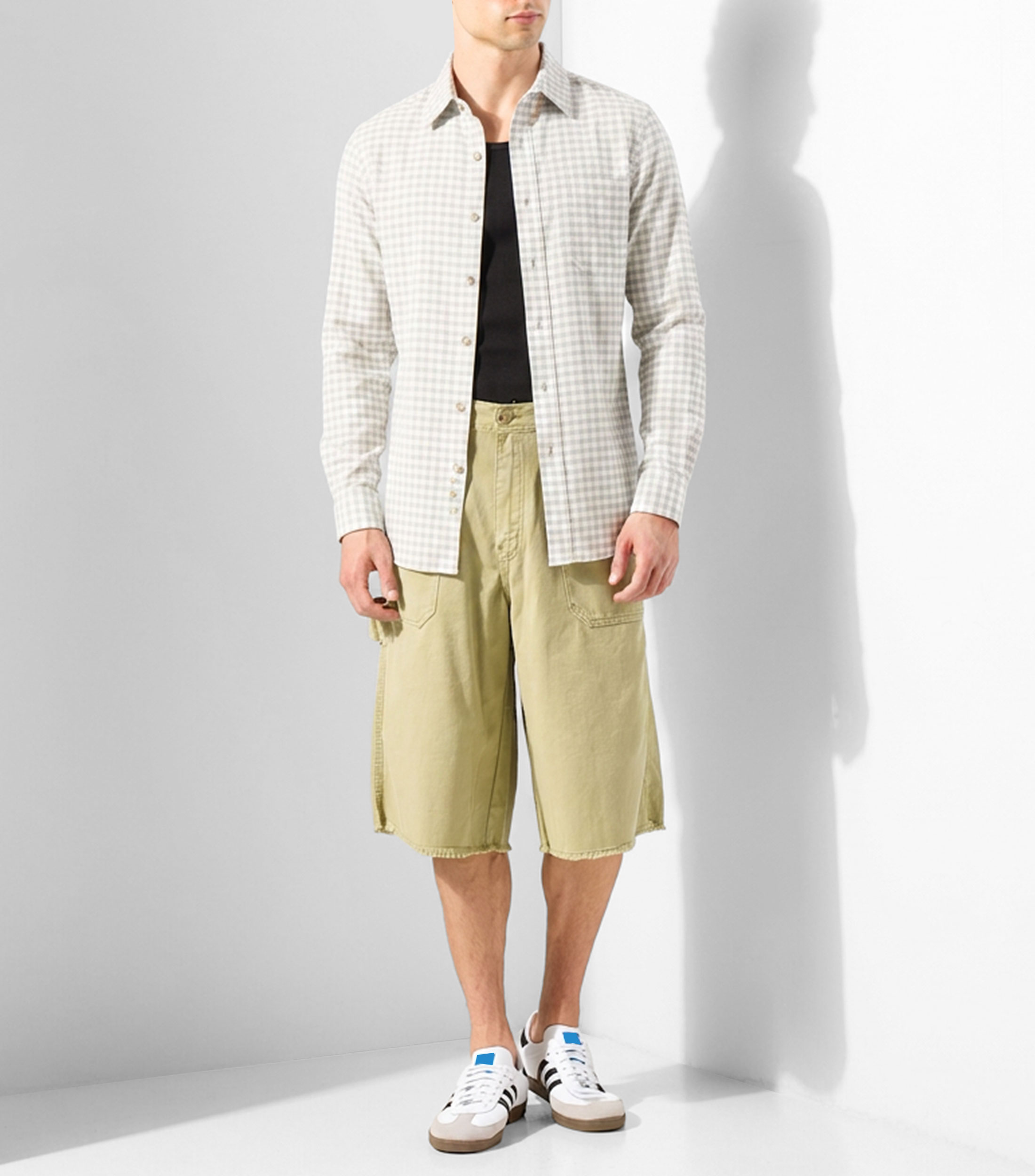 Camisa cuadros manga larga Hombre
